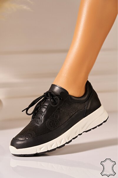 Joana Μαύρα Αθλητικό παπούτσι Lyssa από Γνήσιο Δέρμα 41