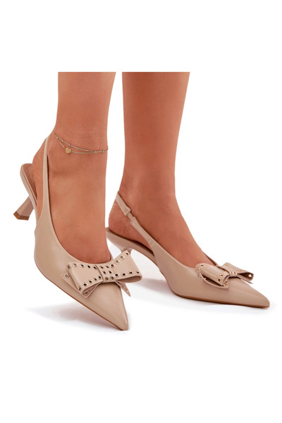 BOTO High Heel Shoes With Bow Beige Folesca 41