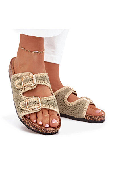 BOTO Crochet Women's Sandals With Golden Buckles Green Fenira 36