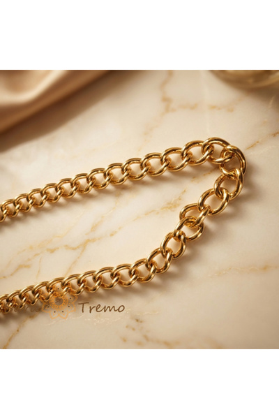 SaraTremo Dominatia Regala Necklace 50 cm – Unisex Gold Plated Cuban Chain 8 mm