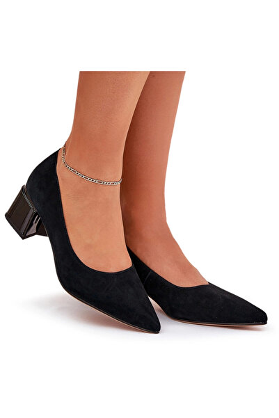Vinceza Suede Smooth Heels With Pointed Toes Black 66736 38