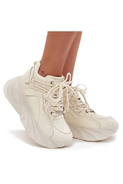 GOE Sneakerși pentru femei din piele SS2N4037 Alb decolorat 40