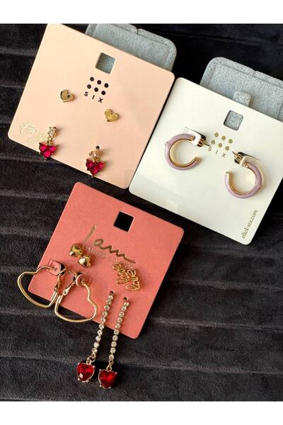Luxiva 7 Pairs of Minimal Bijouterie Women's Earrings Advantageous Package