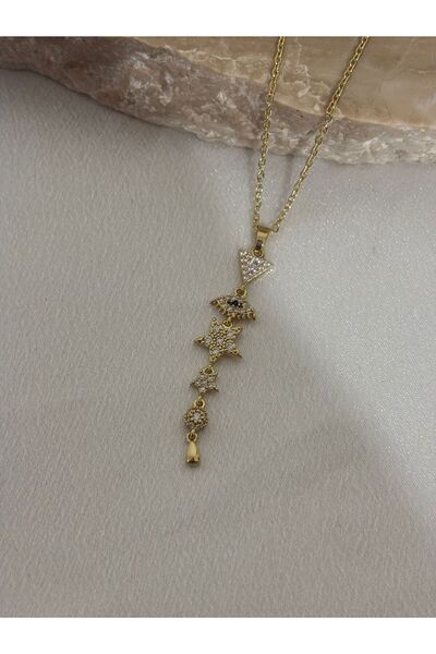 stainless steell Eye Detailed Y Steel Necklace