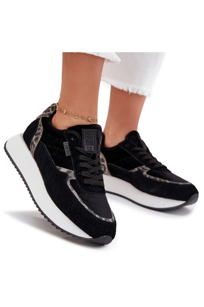 Big Star Shoes Women's Suede Sneakers Big Star OO274A312 HI-POLY SYSTEM Black...