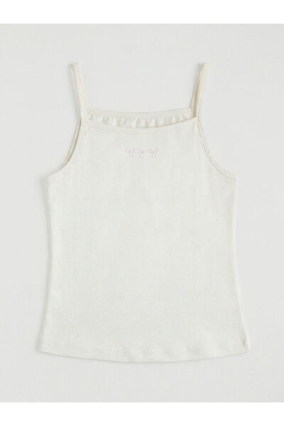 LC Waikiki Vizyon New Season Square Collar Rope Strap Girls' Undershirt