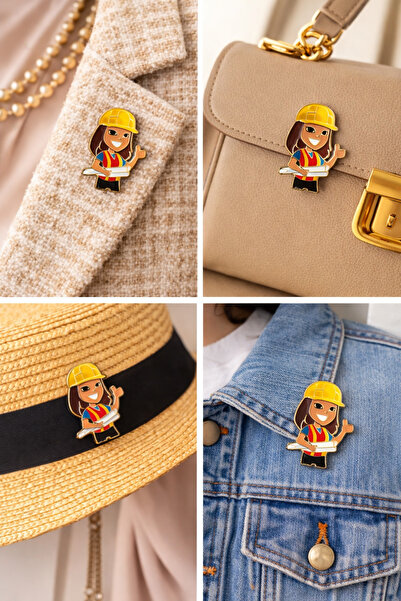 DREAMIOGIFTANDBOX Mimar Mühendis İSG Uzmanı Temalı İğneli Broş Kadın Figürlü ...