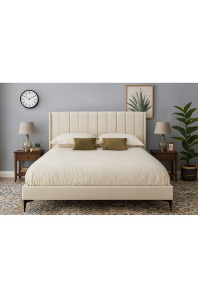 MarketMob Pat tapițat Pat Tossino 160x200 cm, cu abajur catifea și bază inclu...