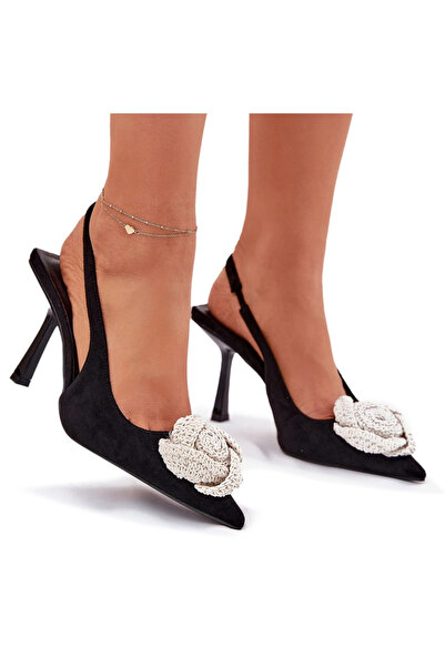 BOTO Heels With Decoration Suede Black Anodera 38