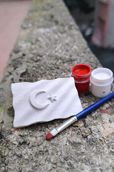 karmaşık hobi evi 20’li Türk Bayrağı Boyama Seti (2 Renk Boya + Fırça) – 8x5 ...