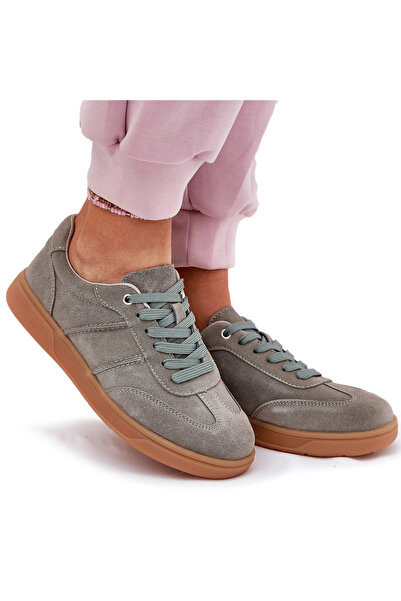 Evento Women'S Low Suede Sneakers Green Paliana 36