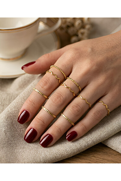 Elora Veyn Women's 9-Piece Joint Ring Gold Color