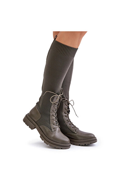 BOTO Ghete fără mâneci cu tijă de șosetă, verde închis, Iranel, 40