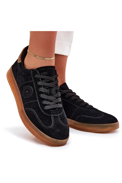 Big Star Shoes Suede Women's Sneakers Big Star RR274851 HI-POLY SYSTEM Black 38