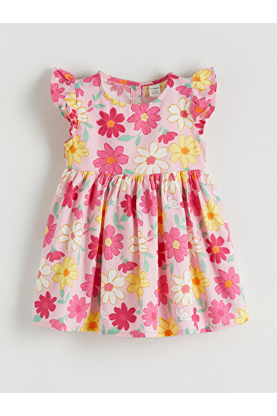 LC Waikiki Ozmarka New Season Floral Ruffle Girls' Dress Poplin