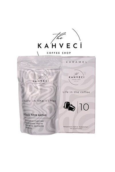 The Kahveci Nespresso Uyumlu Karamel Kapsül Kahve 10'lu + Klasik Filtre Kahve 200GR.
