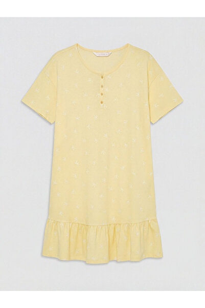 LC Waikiki Vizyon New Season Crew Neck Bow Printed Maternity Nightgown