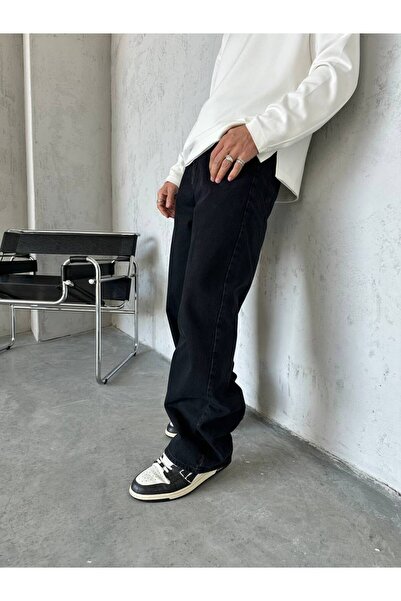 Wonraces Men's Extra Loose Baggy Straight Basic Denim Trousers