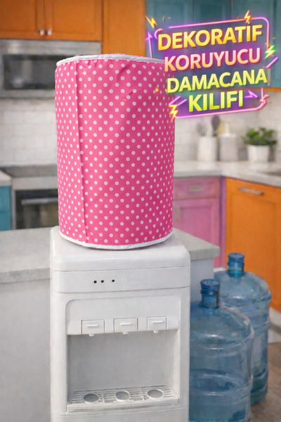 ÇIQRIK HOME Damacana Örtüsü- Puantiyeli & Biyeli Tasarım | 19 LT Damacana Kıl...