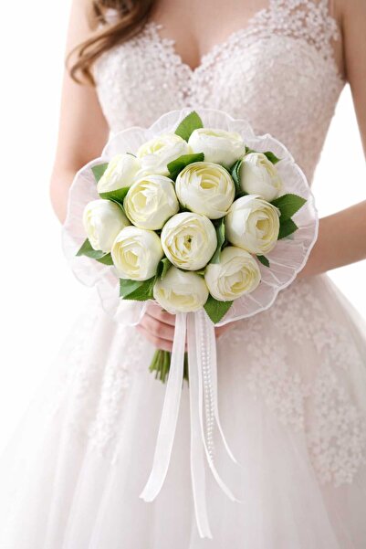 Acarflowers KREM ŞAKAYIK GELİN BUKETİ