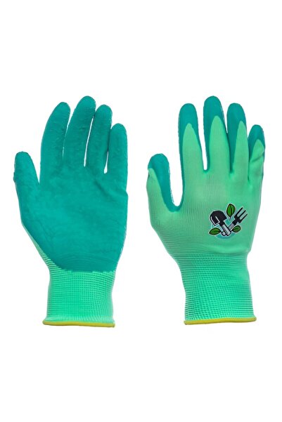 Garden Green Gloves, polyester + latex, green, size 7
