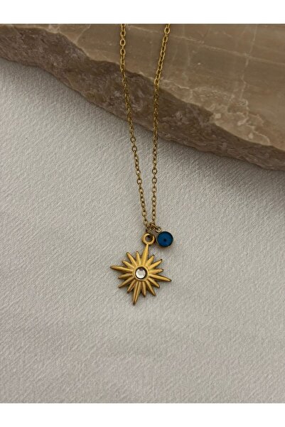 stainless steell قلادة من الفولاذ الشيامي مزينة بحجر العين الشريرة