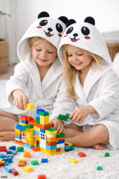 Pazarplus Cotton Pack Hooded Colorful Character Patterned Pocketed Soft-Textu...