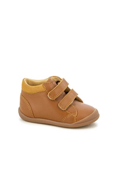 PETIT-ATELlER Baby Boys Tan Brown Genuine Leather Double Velcro Strap Ankle S...