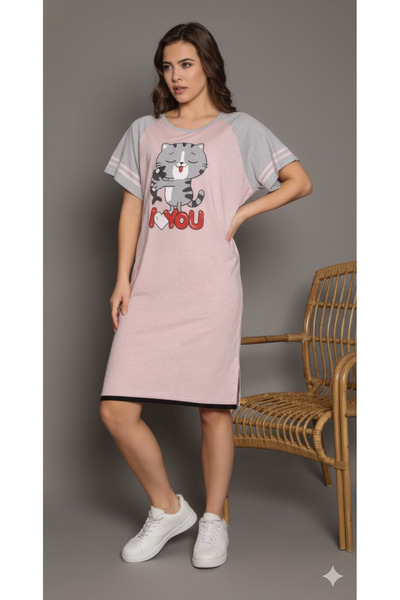 BOYRAZ Women's casual dress with Short-Sleeved, knee-length, I Love You print...