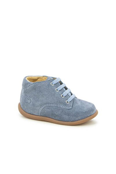 PETIT-ATELlER Baby Boys Slate Blue Suede Lace Up Ankle Boot Flexible First Wa...