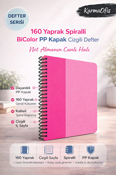 Faber Castell Pink 160-Leaf Spiral Notebook Bicolor Pp Cover Striped A4 Schoo...