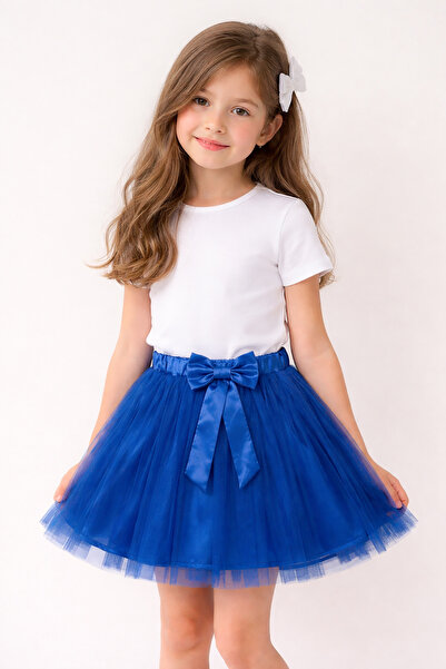 nacar çarşı Fusta tutu albastră pentru fete albastru cobalt detaliu cu fundă ...