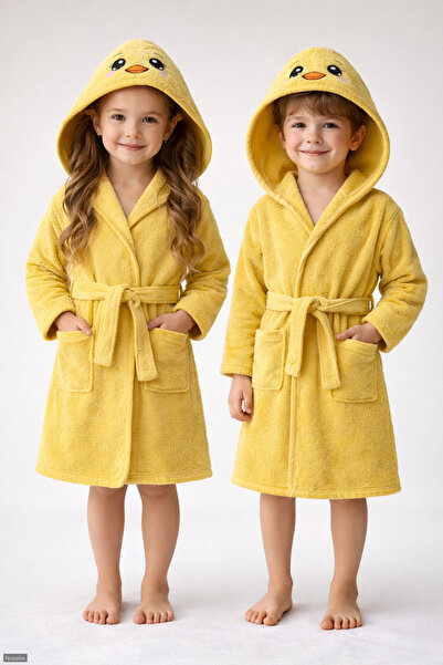 Pazarplus Cotton Pack Hooded Colorful Character Patterned Pocketed Soft-Textu...