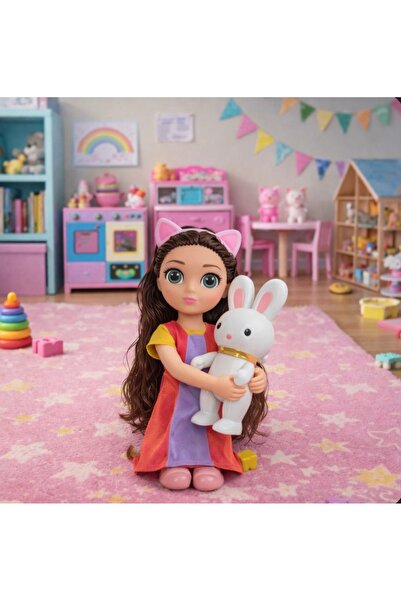 OEM Set Păpușă Fetiță cu Figurină Iepuraș, Păpușă Copii 3+ Ani, Jucărie pentr...