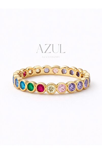AZUL ACCESSORY Minimal Renkli Taşlı Ayarlanabilir Tamtur Yüzük