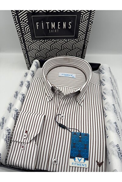 Fitmens Slim Fit long sleeve premium Striped buttoned collar gift boxed men's...