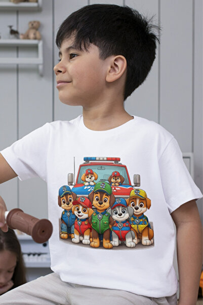 Texclusive Paw Patrol Tshirt Unisex Çocuk Tişört Pamuklu Kumaş