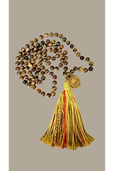 Pinty Design 108 Natural Tiger's Eye Stone Mala Necklace 67 cm
