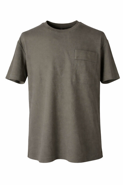 trender Modelli Pocketed O-Neck Khaki Men's T-Shirt 2351-1