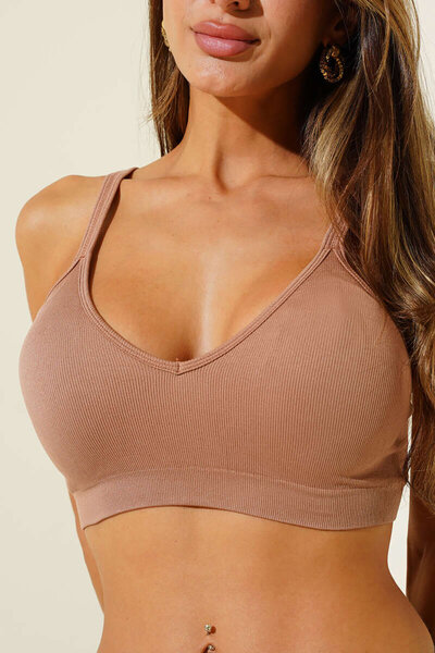NBB Women's Stitch-Free V-Neck Adjustable Strap Pack Sports Bra
