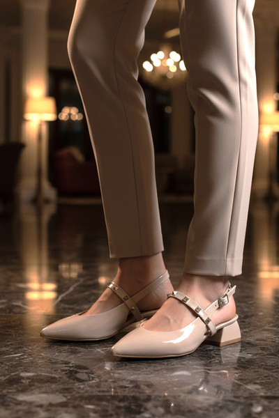 AYAKMOD 323102 Z Μπεζ γυναικεία παπούτσια με τακούνι