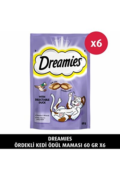 Dreamies 60 gr 6x Ördekli Kedi Ödül Maması Yetişkin ve Yavru Kediler İçin Bes...