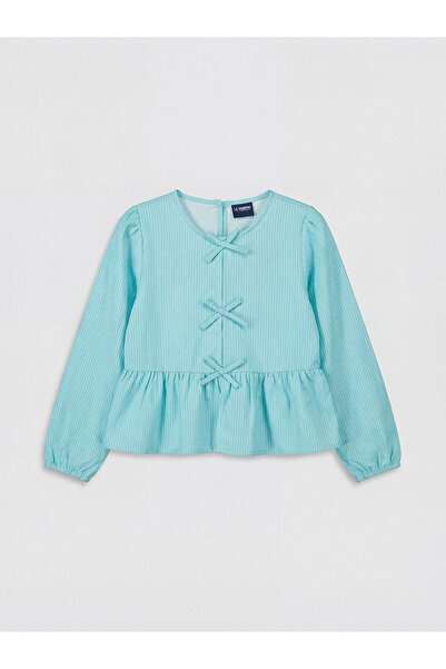 LC Waikiki Bluză pentru fete Özmarka Noul sezon detaliu cu fundă cu dungi poplin