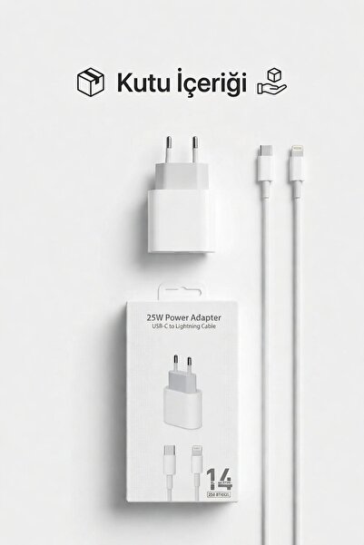Universal 25W Hızlı Şarj Adaptörü USB-C to Lightning Kablo Seti Güçlü Güvenli...