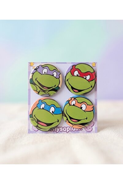 mellysaplush Ninja Kaplumbağalar Rozet Seti - 4 Adet 44mm