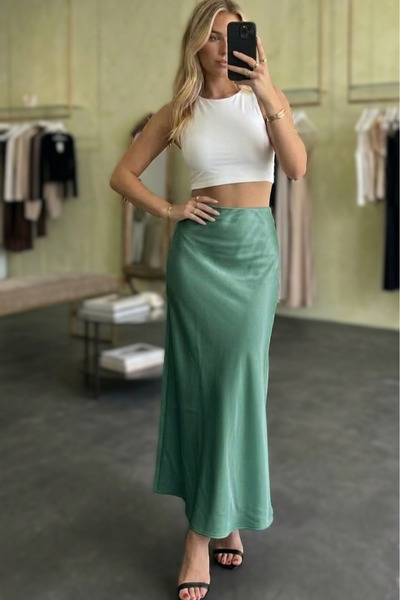 rengamoda Γυναικεία Σατέν Υφασμάτινη Φούστα Ψαράκι