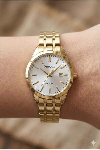 Ferrucci Modern and Stylish Women's Wristwatch |   31mm Steel Case, Gold Meta...