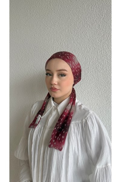 Anatolye Burgundy Deer Pattern Tulle Bent Scarf Bonnet - Non-Slip Anti-Sweat (Anti-Slip)