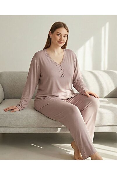 Hirazenmoda Set de pijamale pentru femei de mărime mare 2XL-5XL Confortabil c...