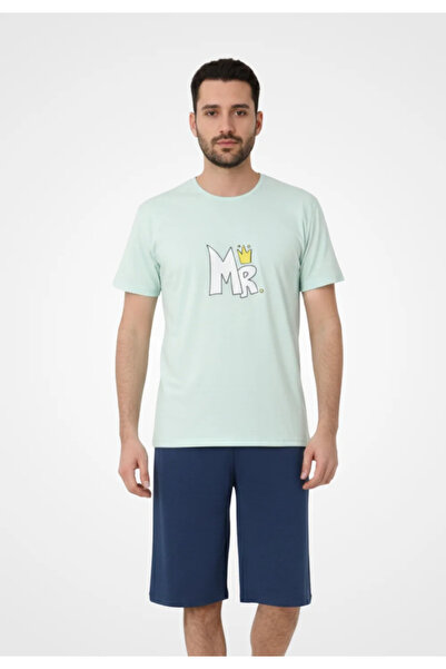 Serena Family pajamas for men, Cotton, short sleeves and 3/4 pants, green col...